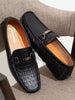 SHOESMALL Men's Metal Decor Driving Loafers Crocodile Printed Casual Slip On Shoes For Men