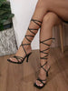 Women Square Toe Crossed Strap Thin Heel High Heels, Suitable For Daily Commuting, Versatile And Comfortable To Wear, Soft And Slim Leather, Makes You Look Slim And Tall